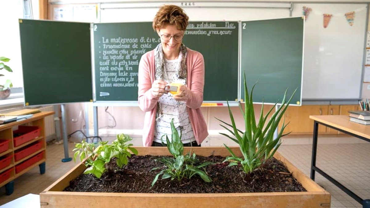 La maîtresse d’école transforme sa classe en jardin communautaire, une petite oasis au cœur de la ville