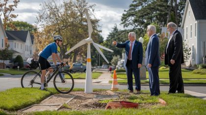 Conflit vert en banlieue: Cycliste face à la mairie pour une éolienne "je produisais juste un peu de courant pour recharger mon vélo", tensions autour du PLU