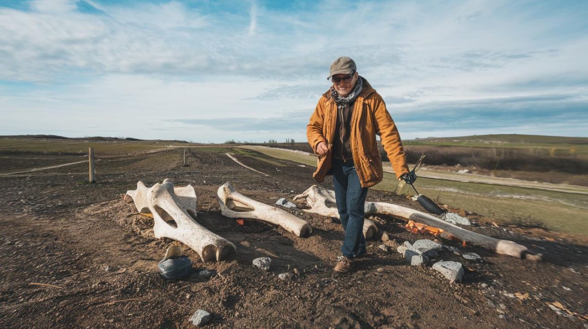 En retournant la terre, il découvre des ossements animaux très anciens “on m’a dit : pas touche, ça appartient à l’Histoire”