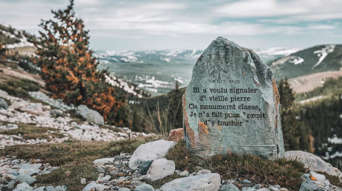 Il a voulu signaler la présence d’une vieille pierre gravée : “ils en ont fait un monument classé, je n’ai plus droit d’y toucher”