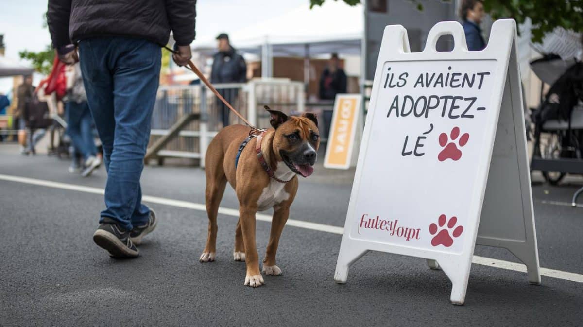 “Ils avaient écrit ‘adoptez-le’ sur une pancarte” décrit un passant bouleversé après avoir trouvé un chien attaché sur le parking d’une fête locale