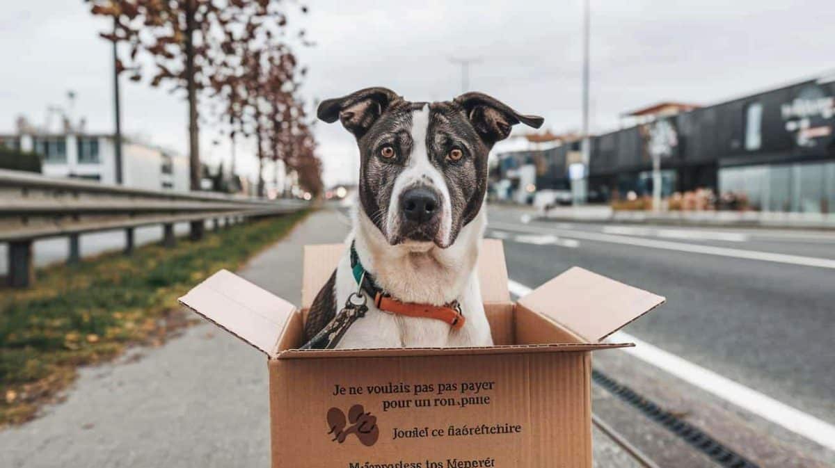 “Je ne voulais pas payer 90 € pour une pension” justifie ce propriétaire après avoir abandonné son chien dans un carton près d’un rond-point