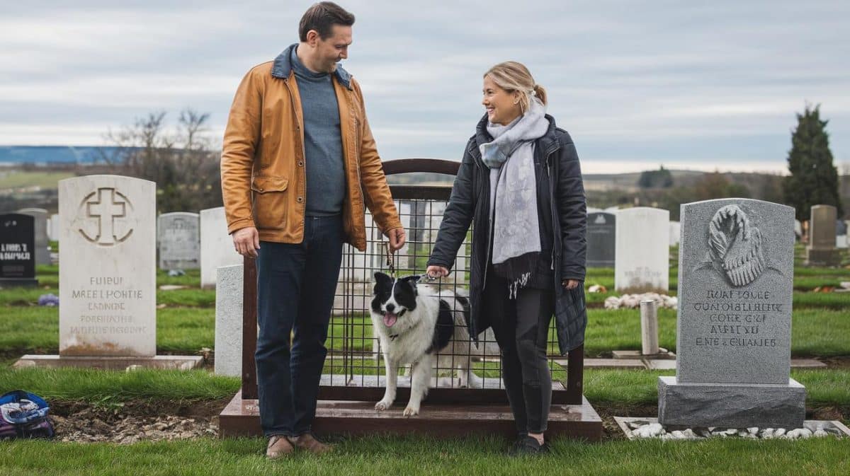 “On avait peur qu’il nous morde les enfants pendant le trajet” dit ce couple après avoir attaché leur chien muselé au grillage d’un cimetière